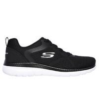 Skechers Women's Bountiful - Quick Path Sneaker in Black/White, Size 4.5 | Textile/Synthetic, Vegan