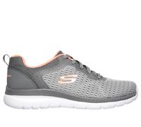 Skechers Women's Bountiful - Quick Path Sneaker in Gray/Coral, Size 4.5 | Textile/Synthetic, Vegan
