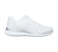 Skechers Women's Bountiful - Quick Path Sneaker in White/Silver, Size 4.5 | Textile/Synthetic, Vegan