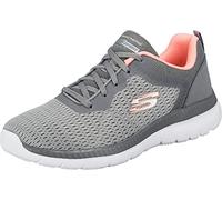 Skechers Women's Bountiful Quick Path Trainers, Gray Engineered Mesh/Duraleather/Coral Tr, 6 UK