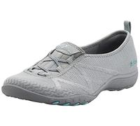 Skechers Women's Breathe-Easy-a Look Sneaker, Grey/Aqua, 8.5 M