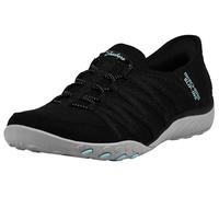 Skechers Women's Breathe Easy-Roll with Me Sneaker, Black/Aqua, 5 UK