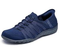 Skechers Women's Breathe Easy-Roll with Me Sneaker, Navy Ripstop/Knit, 5.5 UK