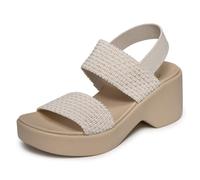 Skechers Women's CALI Day Heeled Sandal, White, 4 UK