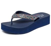 Skechers Women's Cali Vinyasa Wild Daisies, Navy Mitobuck/Multi Gem Stone Trim, 3 UK