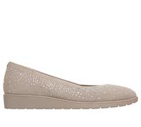 Skechers Women's Cleo Flex Wedge - Shimmer Muse in Taupe, Size 3 | Textile/Synthetic