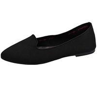Skechers Women's Cleo-Sherlock-Engineered Knit Loafer Skimmer Ballet Flat, Black/Black, 8.5 M US