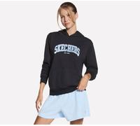 Skechers Women's Collegiate Pullover Hoodie in Black, Size 2XL | Cotton/Polyester