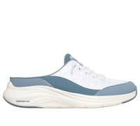 Skechers Women's Contour Foam - Cosy Fit Sweet Embrace Mule in White/Light Blue, Size 3 | Synthetic/Textile, Vegan, Machine Washable