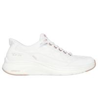 Skechers Women's Contour Foam Golden Hour Sneaker, White Mesh/Duraleather/Leather/Rose Gold Trim, 8 UK