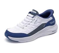 Skechers Women's Contour Foam Sneaker, White Mesh/Navy Duraleather/Leather/Trim, 4 UK