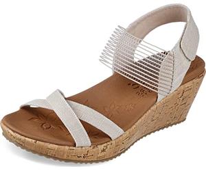 Skechers Women's Cork Wedge Sandal, Natural, 10