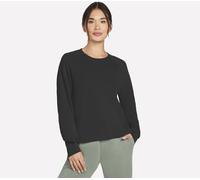 Skechers Women's Cosy Luxe Crewneck Top in Black, Size Medium | Rayon/Polyester/Spandex