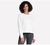 Skechers Women's Cosy Luxe Crewneck Top in Off White, Size Large | Rayon/Polyester/Spandex