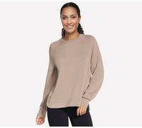 Skechers Women's Cosy Luxe Crewneck Top in Taupe/Brown, Size XL | Rayon/Polyester/Spandex