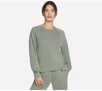 Skechers Women's Cosy Luxe Crewneck Top in Taupe/Olive, Size Large | Rayon/Polyester/Spandex