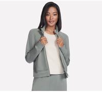 Skechers Women's Cosy Luxe Jacket in Taupe/Olive, Size Large | Rayon/Polyester/Spandex