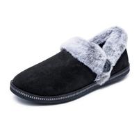 Skechers Women's Slippers – Cozy Campfire Fresh Toast – Black Microfiber/Faux Fur – UK 7