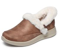 Skechers Women's Cozy Escape Slip-On Sneakers, Chestnut Performtex/Faux Fur, 4 UK