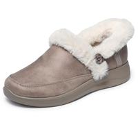 Skechers Women's Cozy Escape Slip-On Sneakers, Taupe Performtex/Faux Fur, 4 UK