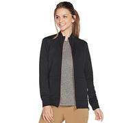 Skechers Women's Cozy Fit Ottoman Jacket, Black/White, S | Casual, Soft-Knit, Full-Zip, Recycled Polyester, Mock Neck