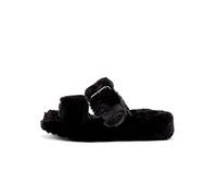 Skechers Womens COZY WEDGE Double buckle Faux Fur design Sandals - Black - 8