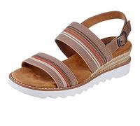 Skechers Women's Desert KISS HI Sandal, Taupe and Multi Gore, 4 UK