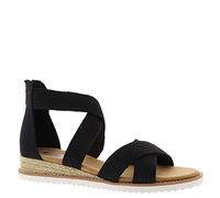 Skechers Women's Desert Kiss-Stretch Quarter Strap Sandal Flat, Black/Black, 4 UK Wide