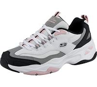 Skechers Women's D'lites 4.0 Fresh Diva Sneaker,White Leather Mesh Black Pink Trim,6 UK