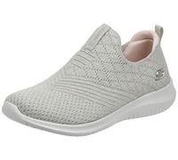 Skechers Women's D'lites 4.0 Fresh Diva Sneaker,White Leather Mesh Gray Trim,4.5 UK