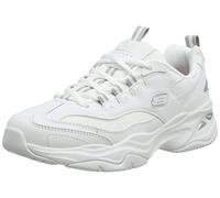 Skechers Women's D'lites 4.0 Fresh Diva Sneaker,White Leather Mesh Gray Trim,8 UK