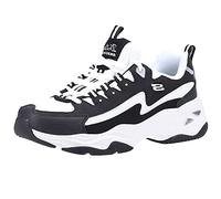Skechers Women's D'Lites 4.0 Sneaker, Black Leather/White Mesh/Trim, 5 UK