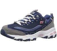 Skechers Women's D'lites biggest Fan Fashion Sneaker, Navy Grey White, 3 UK