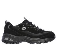 Skechers Women's D'Lites - Biggest Fan Sneaker in Black, Size 4.5 Wide | Leather/Synthetic/Textile