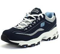 Skechers Women's D'lites biggest Fan Sneaker, Navy and White, 4 UK