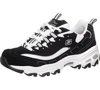 Skechers Women's D'lites-biggest Fan Trainers, Black Trubuck/ White Mesh/ Silver Trim, 6.5 UK