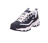 Skechers Women's D'lites-biggest Fan Trainers, Navy Trubuck/ White Mesh/ Carolina Blue Trim, 3.5 UK
