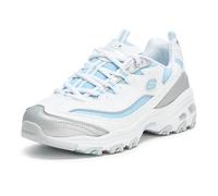 Skechers Women's D'Lites-Chromatic Sneaker, White/Silver/Light Blue, 10