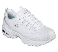 Skechers Women's D'Lites - Endless Dream Sneaker in White/Silver, Size 4 | Leather/Synthetic/Textile