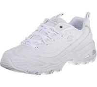 Skechers Women's D'lites- fresh start Fashion Sneaker, White Silver, 9 UK