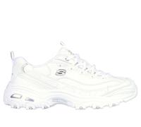 Skechers Women's D'Lites - Fresh Start Sneaker in White/Silver, Size 5 | Leather/Synthetic/Textile