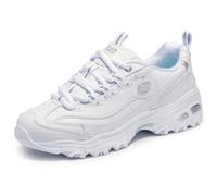 Skechers Women's D'Lites Fresh Start Memory Foam Lace-up Sneaker Fashion, White/Silver, 3.5 UK
