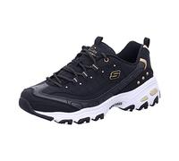 Skechers Women's D'Lites Ladies Night Trainers, Black Duraleather Gold Trim, 5.5 UK