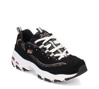 Skechers Womens D'Lites Me-timeSneaker, Black Rose Gold, 6.5