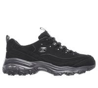 Skechers Women's D'Lites - Play On Sneaker in Black, Size 5 | Leather/Synthetic/Textile