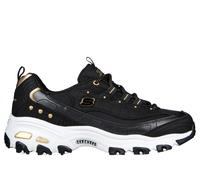 Skechers Women's D'Lites Ladies Night Trainers, Black Duraleather Gold Trim, 8 UK