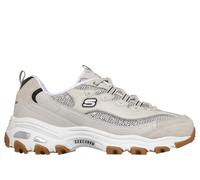 Skechers Women's D'Lites - Stellar Shimmer Sneaker in Natural/Silver, Size 7 | Leather/Synthetic/Textile