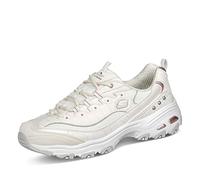 Skechers Women's D'Lites Ladies Night Trainers, White Duraleather Lavender Trim, 4.5 UK