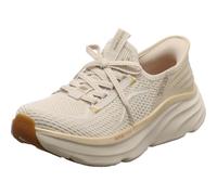 Skechers Women's D'Lux Vapor Evening Glow Slip-On Sneakers, Natural Knit/Gold Trim, 4 UK