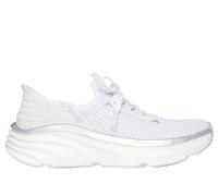 Skechers Women's D'Lux Vapor Evening Glow Slip-On Sneakers, White Knit/Silver Trim, 4.5 UK